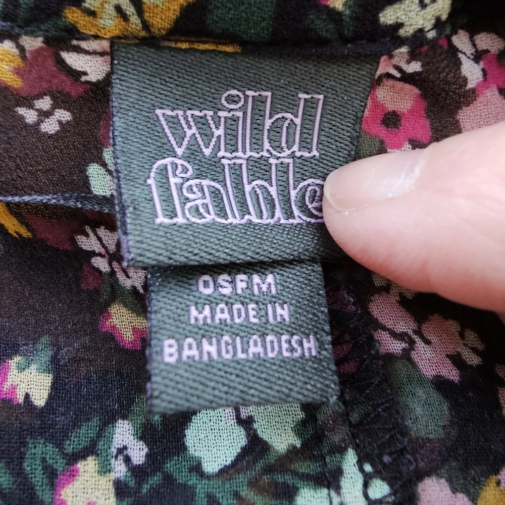 Wild Fable Bohemian Sheer Black Moody Floral Kimono Swim Cover‎ Up One Size